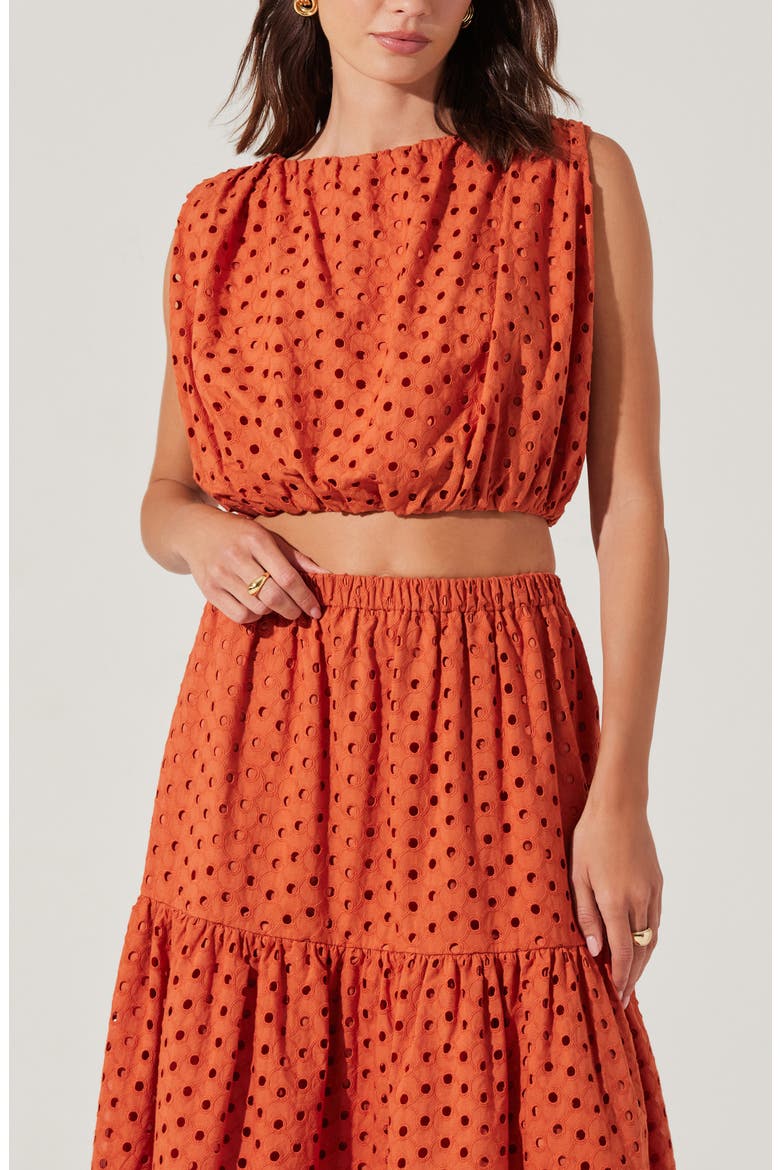 Nalley Sleeveless Eyelet Top, Main, color, RUST