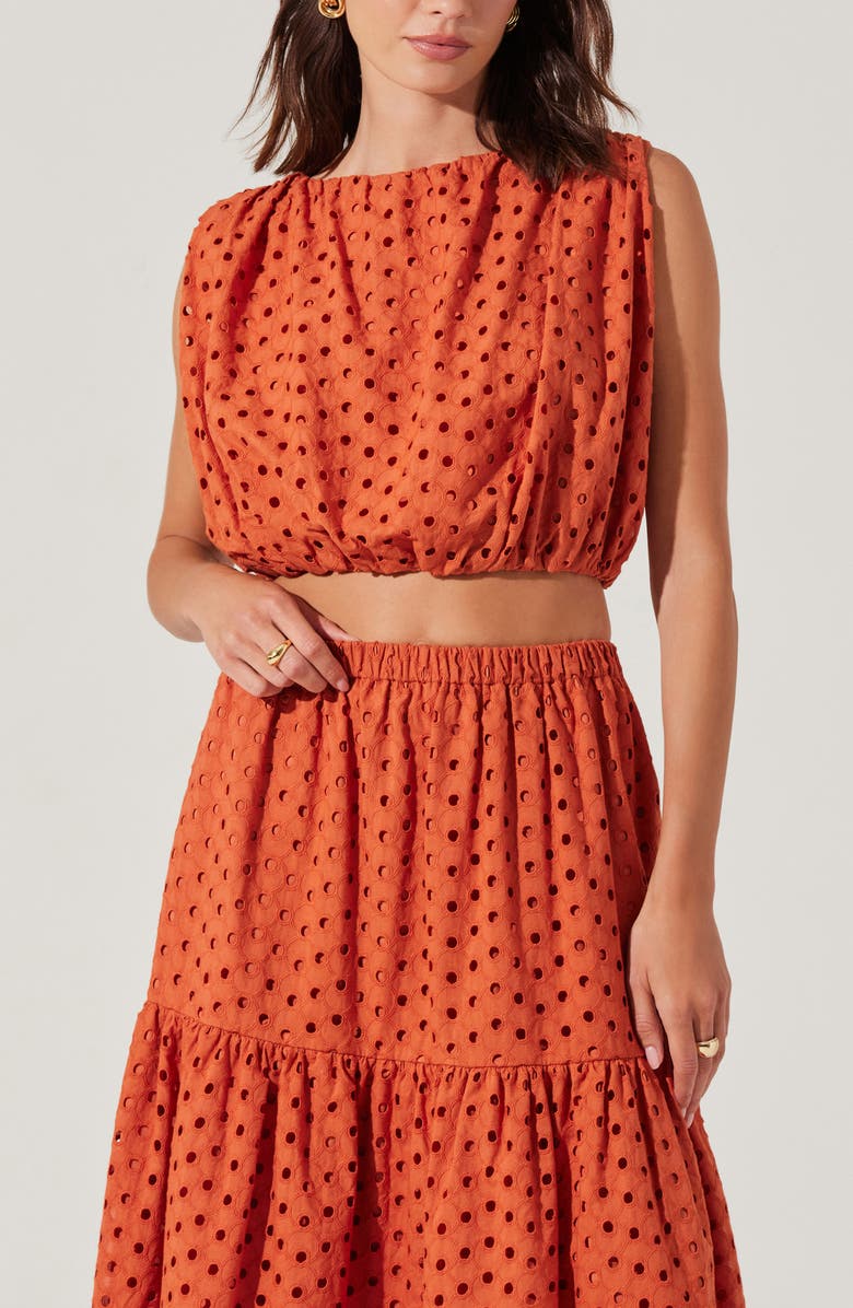 ASTR the Label Nalley Sleeveless Eyelet Top, Main, color, Rust