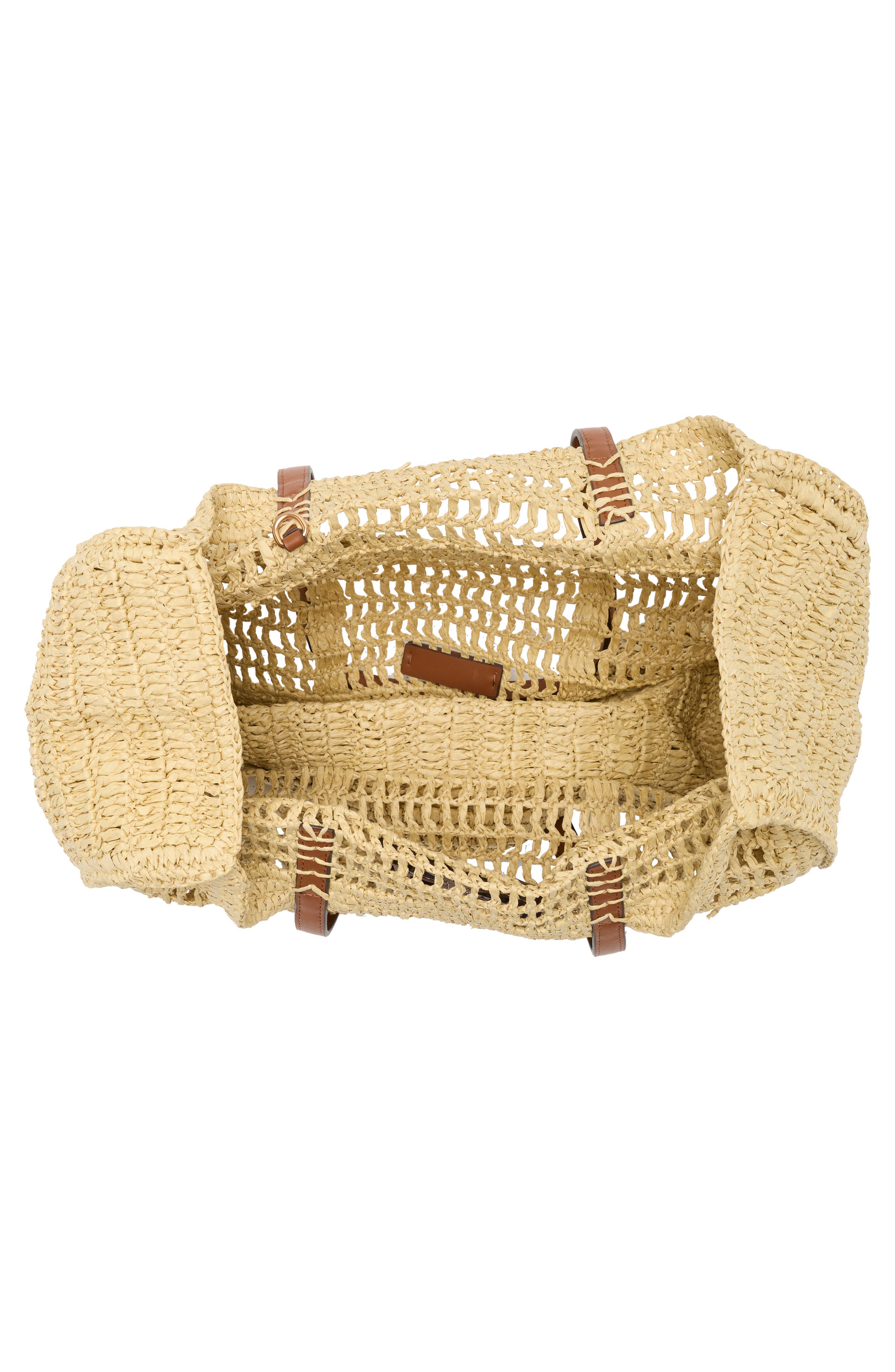 Sam Edelman Lizzie Raffia Tote Bag, Alternate, color, Cognac