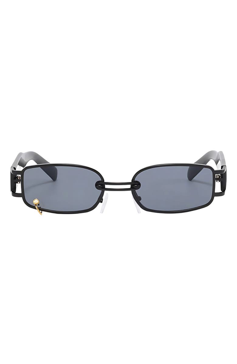 Fifth & Ninth Inez 55mm Rectangular Sunglasses, Main, color, Black/ Black
