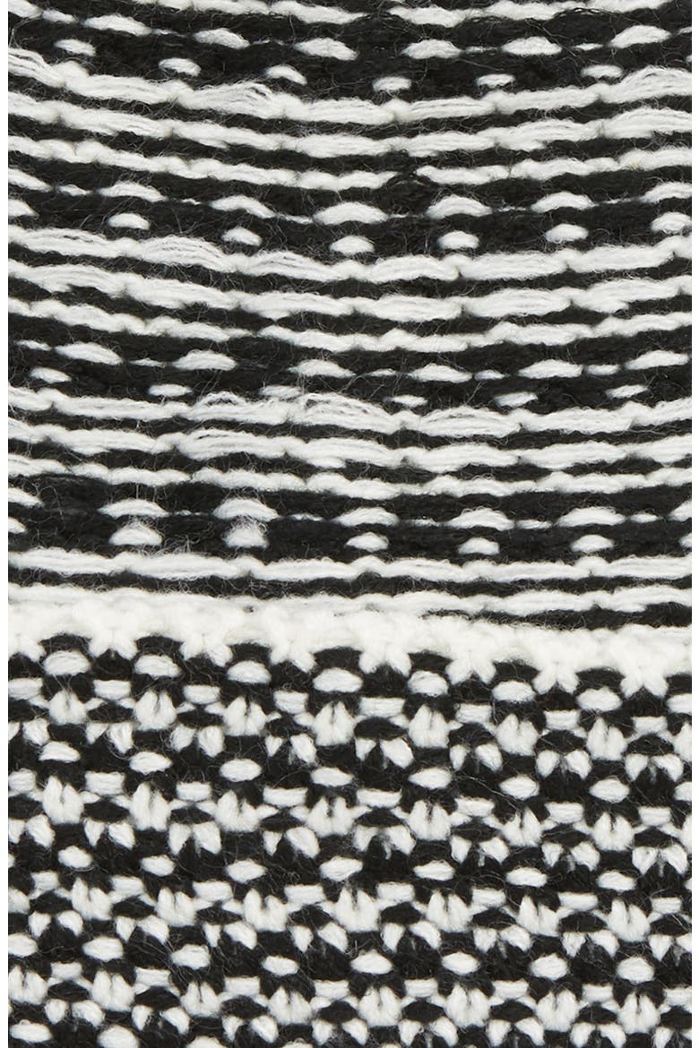 Patchwork Jacquard Pompom Beanie, Alternate, color, BLACK/ IVORY