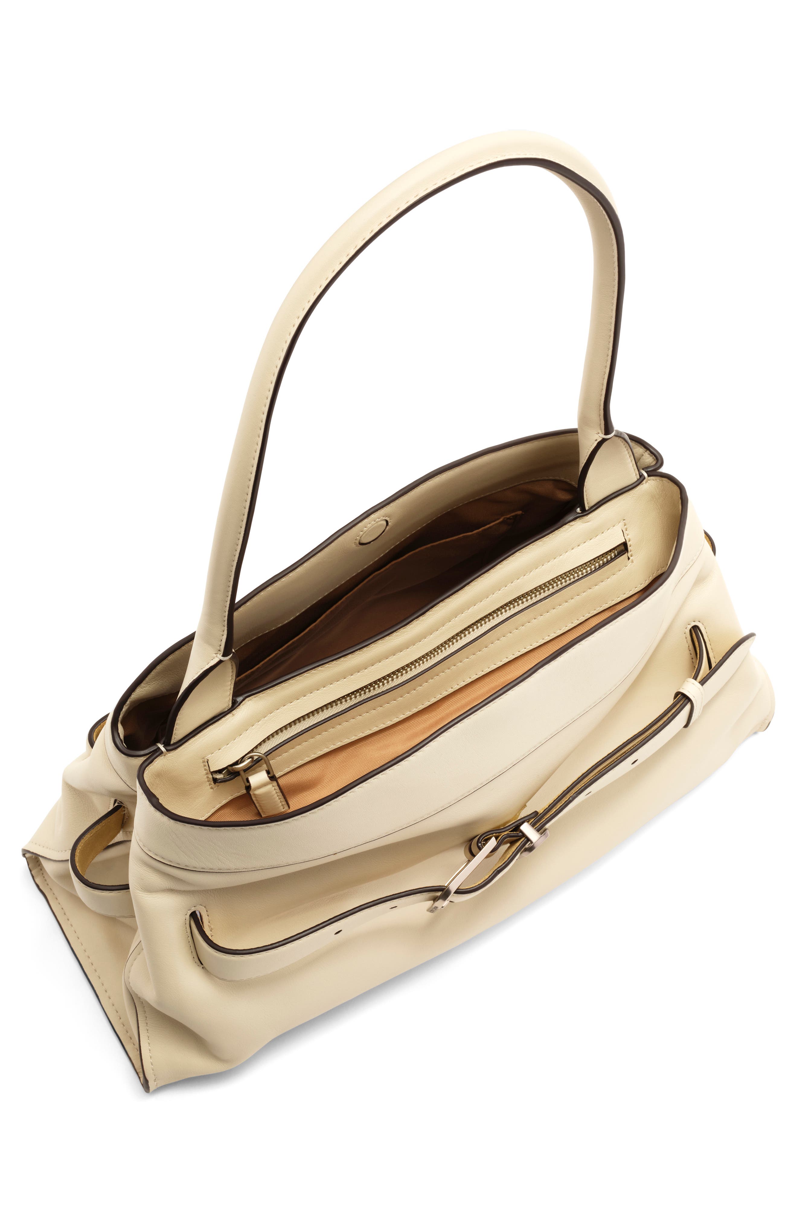 Dakota Leather Shoulder Satchel, Alternate, color, CLOUD WHITE