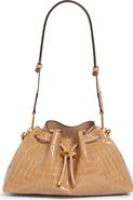Jimmy Choo Cinch M Croc Embossed Patent Leather Bucket Bag