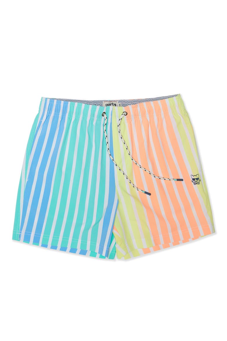Jersey Shore Party Starter 5-Inch Swim Trunks, Main, color, TEAL MULTI
