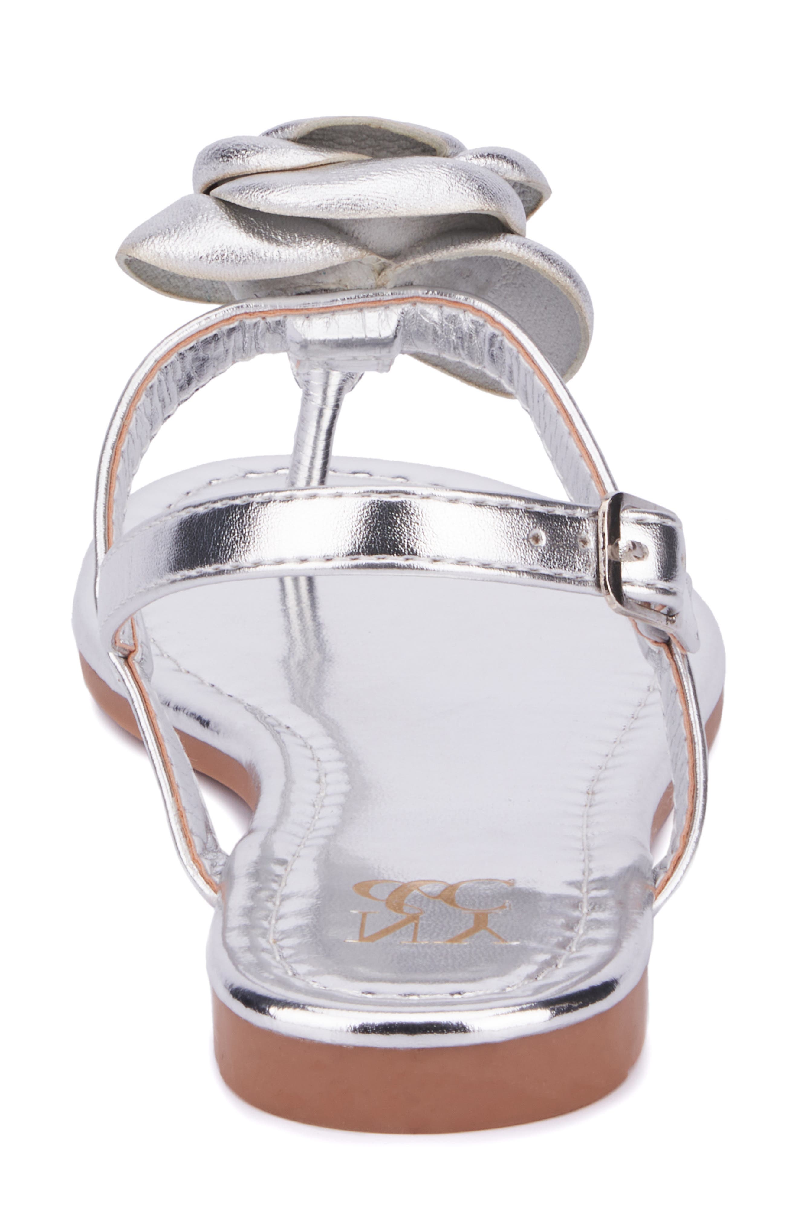 NEW YORK AND COMPANY Rosette Thong Sandal, Alternate, color, Silver
