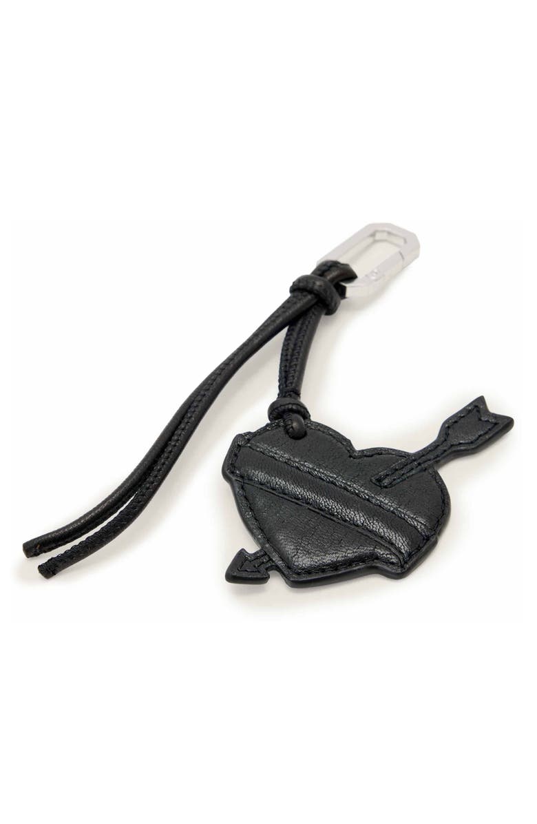 AllSaints Leather Heart Keyring, Alternate, color, Black