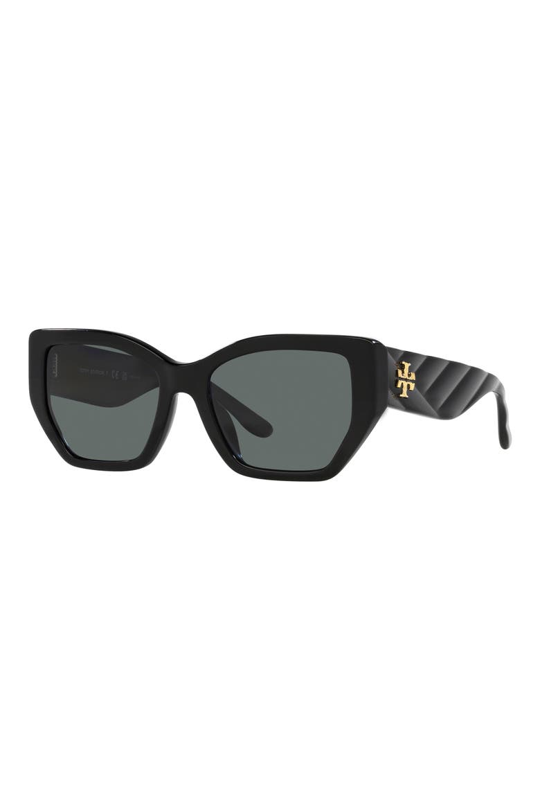 53mm Polarized Rectangular Sunglasses, Alternate, color, BLACK / DARK GREY - POLAR