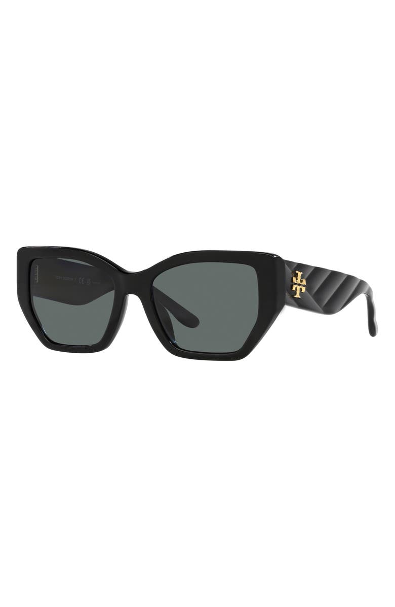 Tory Burch 53mm Polarized Rectangular Sunglasses, Alternate, color, 