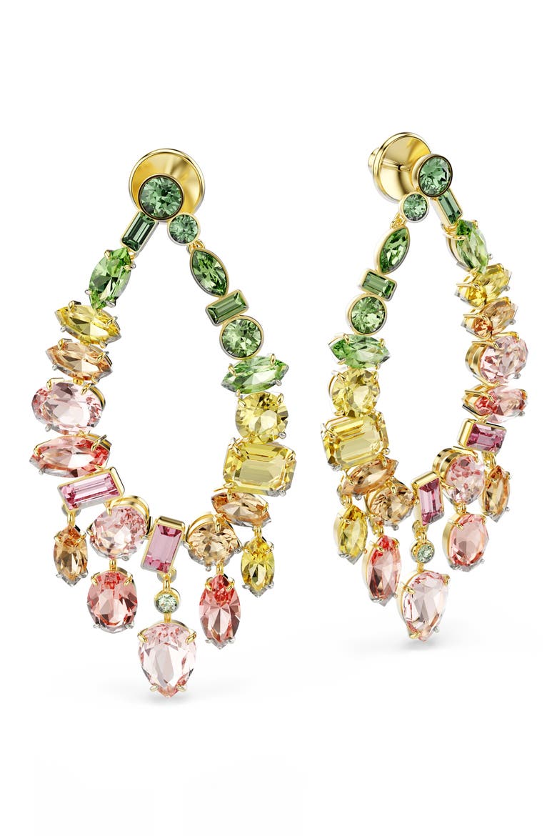 Gema Crystal Hoop Earrings, Main, color, GOLD/ MULTI