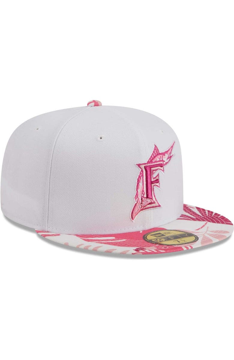 New Era Men's New Era White/Pink Florida Marlins Cooperstown Collection Flamingo 59FIFTY Fitted Hat, Alternate, color, 