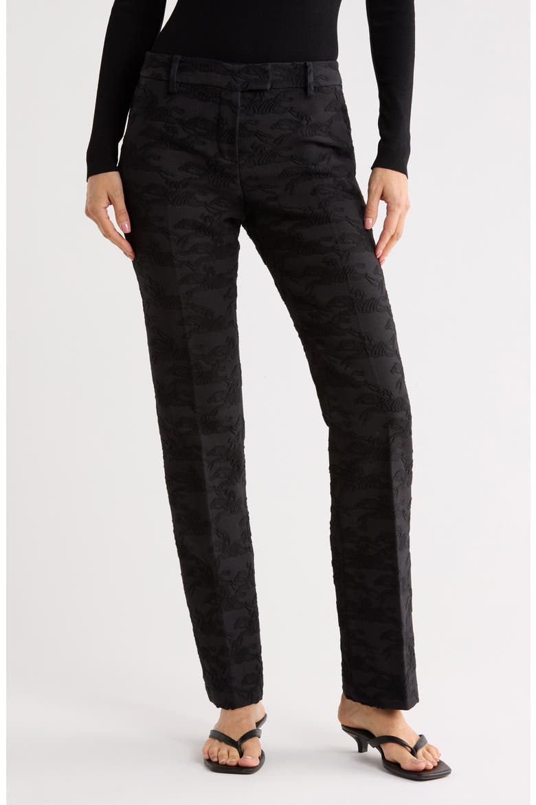 Logo Jacquard Slim Fit Pants, Main, color, BLACK