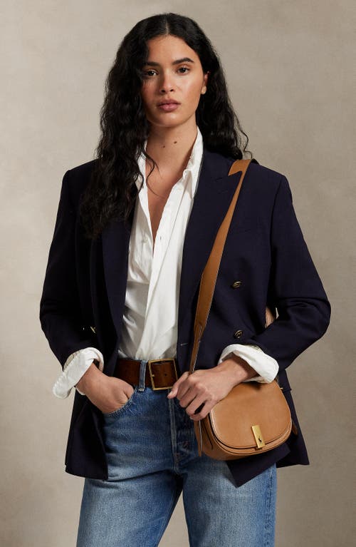 Polo Ralph Lauren Mini Sport Calf Leather Saddle Crossbody Bag In Brown