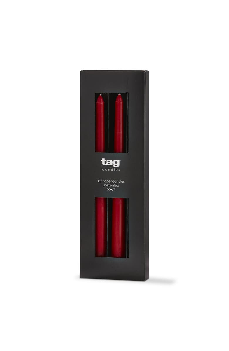 tag Color Studio Traditional Taper Unscented Candle Set Red, Main, color, Red
