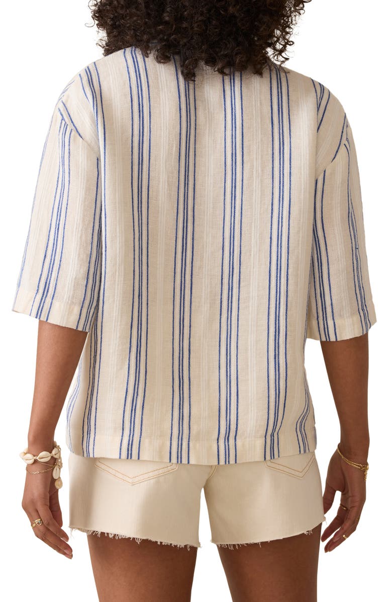Faherty Palma Stripe Linen Camp Shirt, Alternate, color, Sail Away Stripe