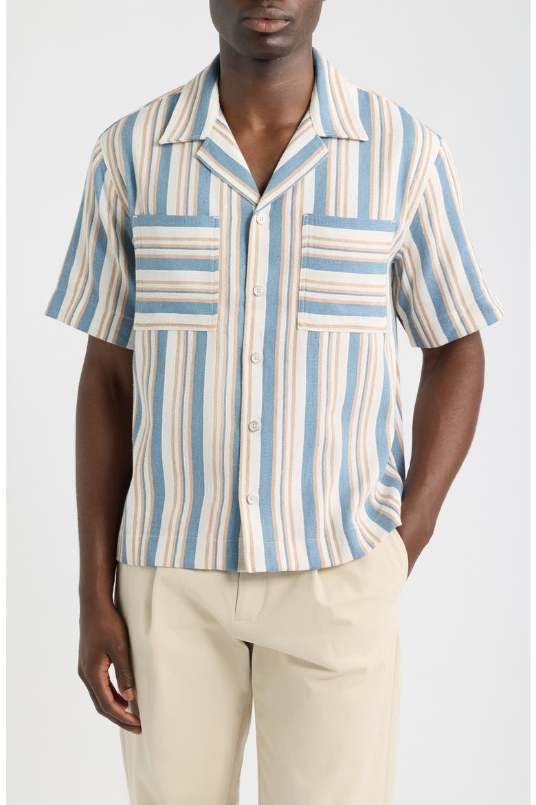 Celeste Stripe Camp Shirt, Main, color, BLUE/ WHITE STRI