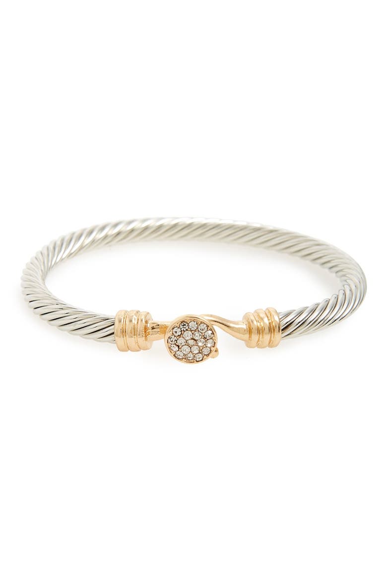 Pavé Disc Twist Bangle, Main, color, GOLD/ SILVER