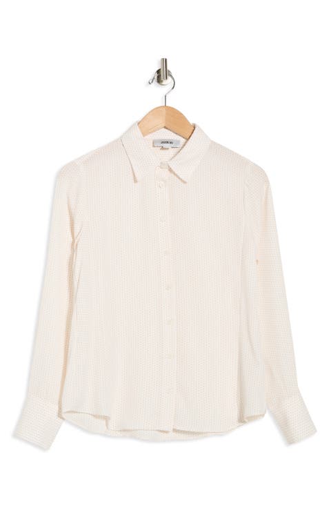 Slim Fit Dot Print Button-Up Shirt