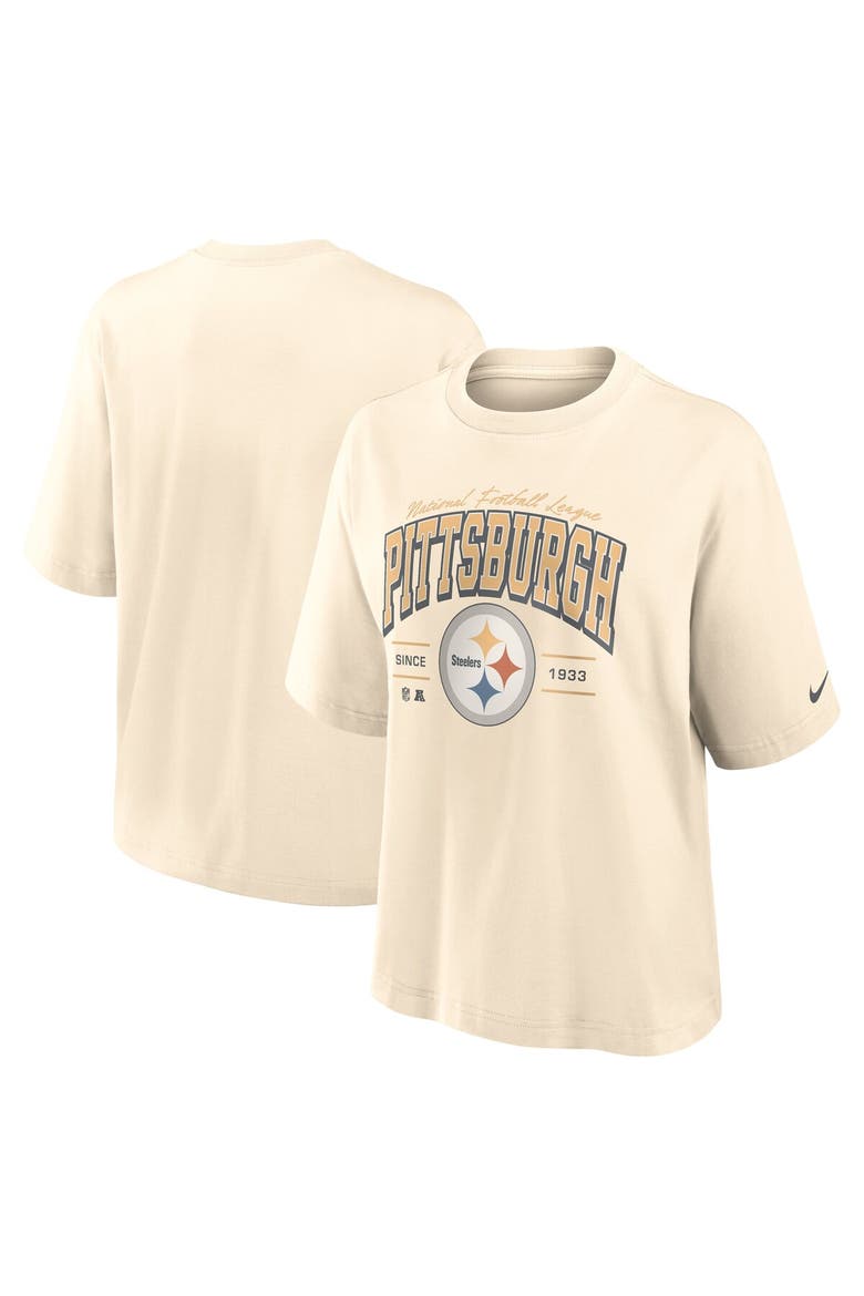 Women's Nike Cream Pittsburgh Steelers Vintage Mod Boxy T-Shirt, Main, color, Cream