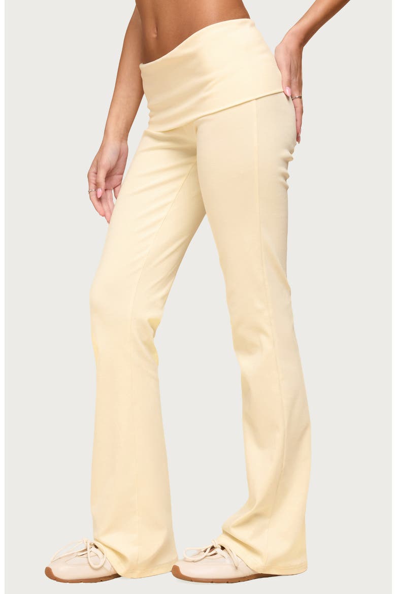 Ivanne Foldover Stretch Cotton Flare Pants, Alternate, color, YELLOW