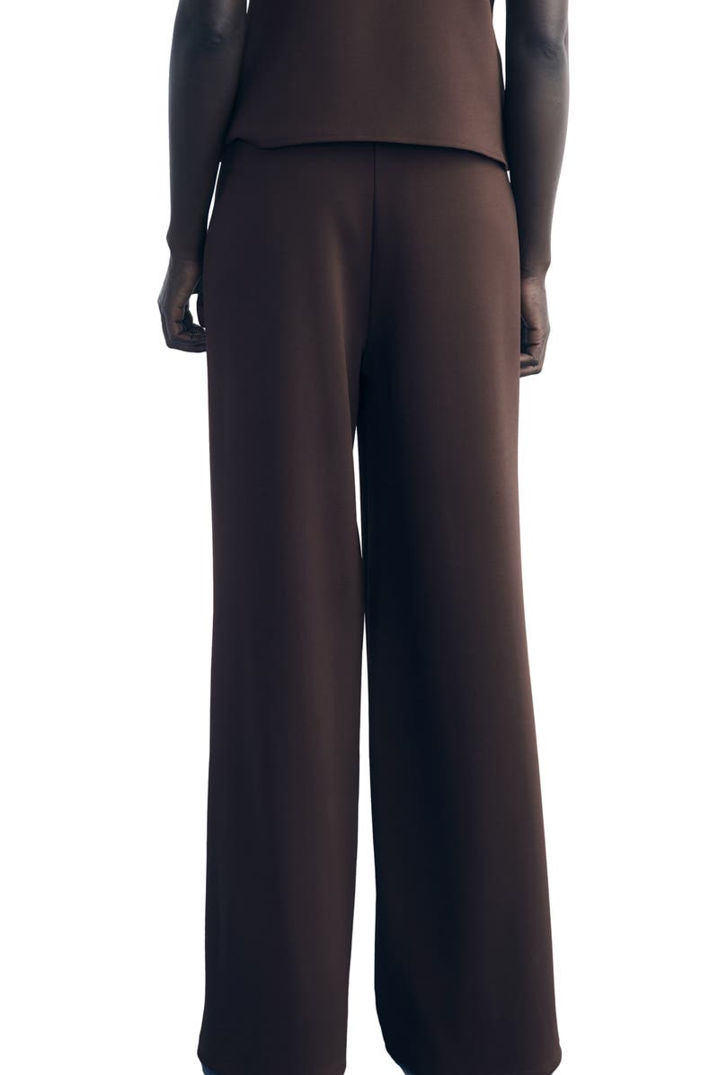 MANGO Salve Eastic Waist Pants, Alternate, color, Brown