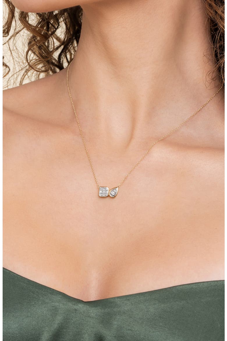 14k Gold Diamond Pendant Necklace, Alternate, color, 14K YELLOW/ WHITE GOLD