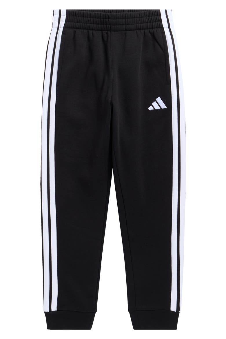 Kids' 3-Stripe Cotton Blend Joggers, Main, color, BLACK