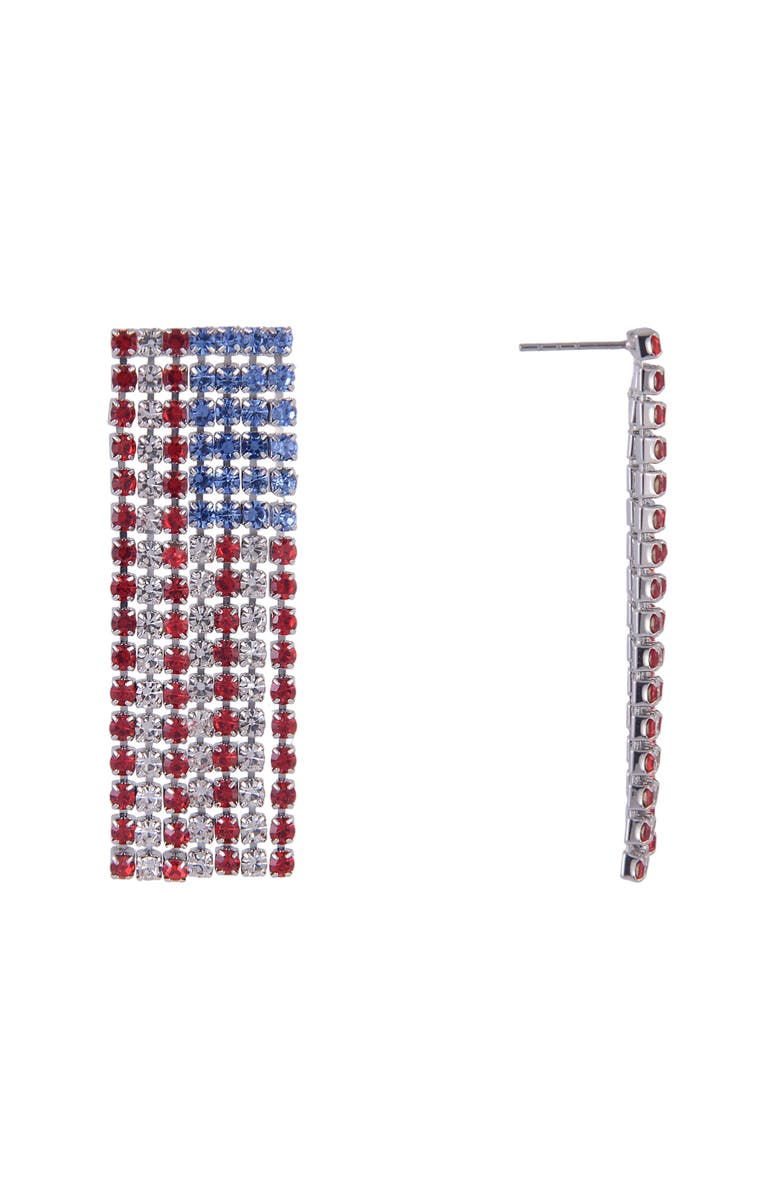 Hallmark American Flag Rhinestone Earrings, Alternate, color, Red