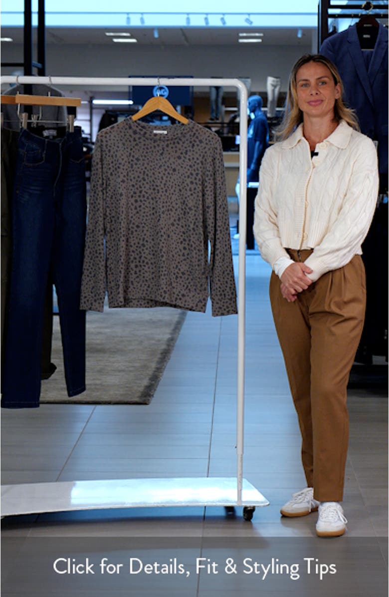 Brushed Animal Print Long Sleeve Crewneck Top, sales video thumbnail