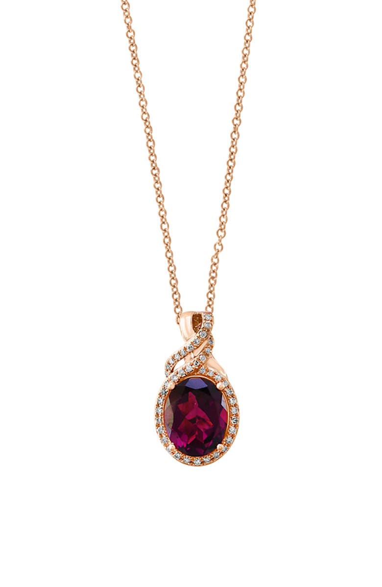 EFFY 14K Rose Gold, Diamond, & Rhodolite Garnet Pendant Necklace, Main, color, 