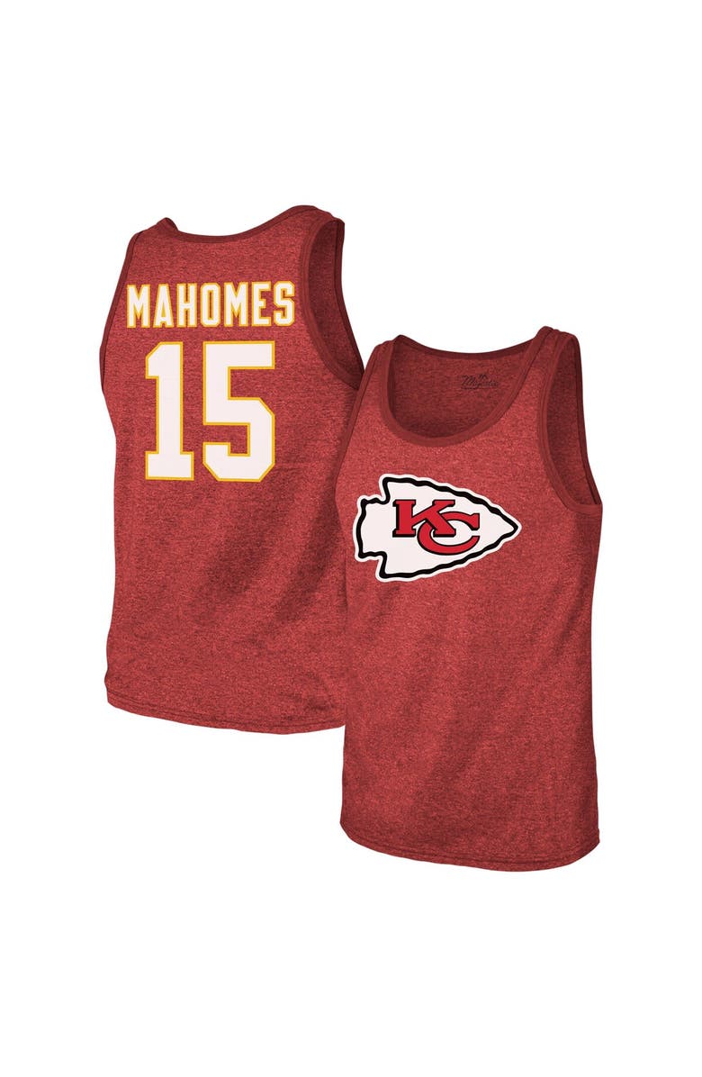 Majestic Threads Men's Majestic Threads Patrick Mahomes Red Kansas City Chiefs Tri-Blend Player Name & Number Tank Top, Alternate, color, Red