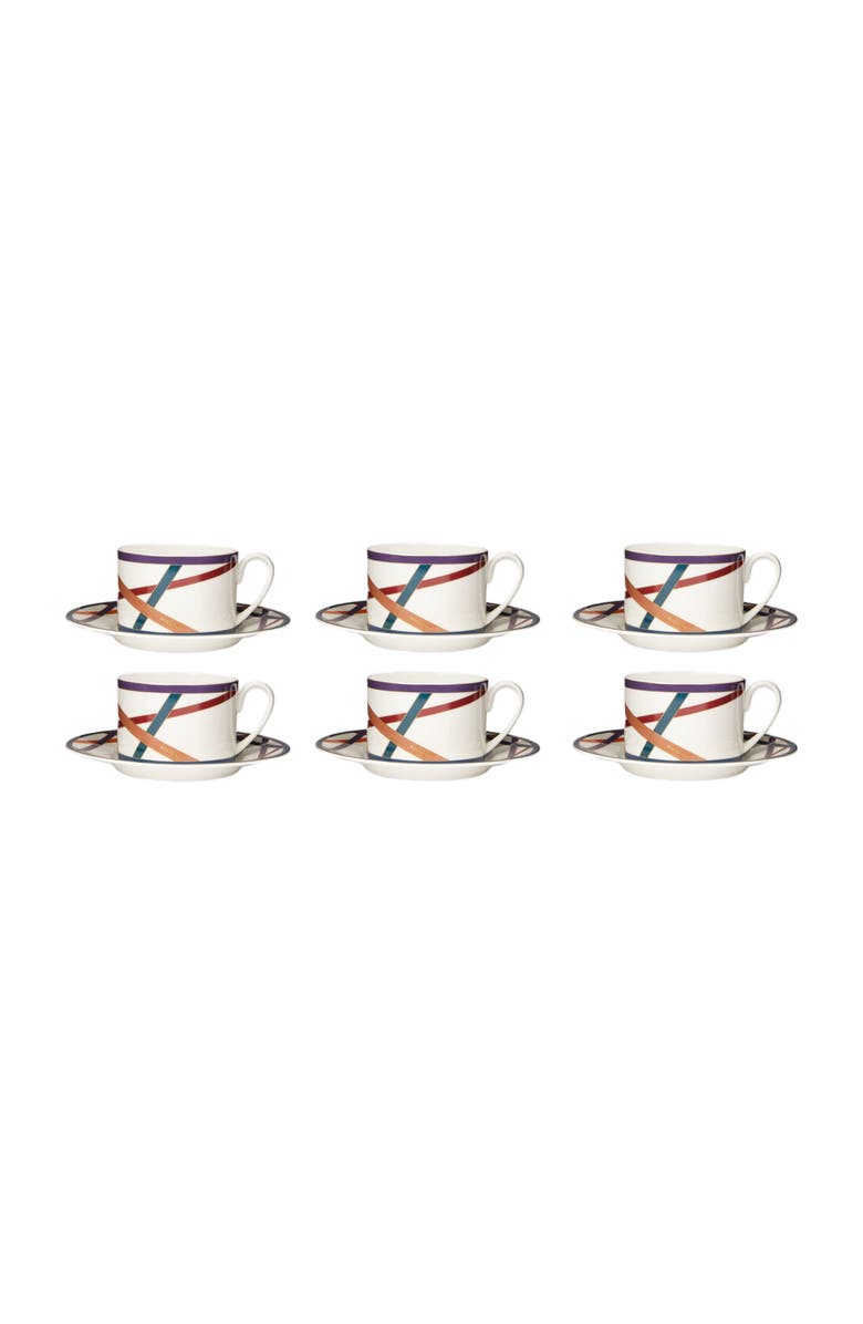 Missoni Home Nastri Set Of 6 Tea Cups & Saucers, Alternate, color, Multicoloured