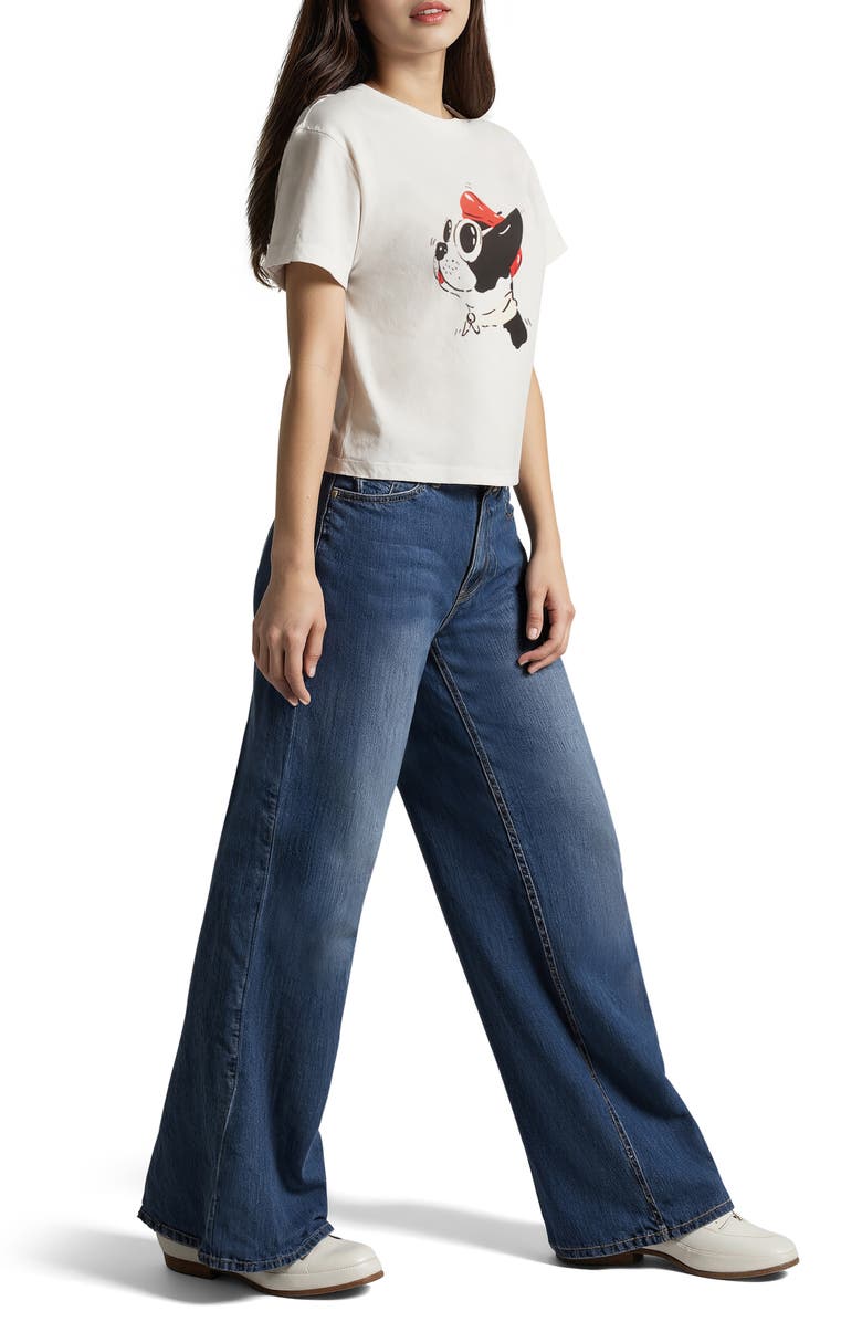 Wildfox Jamie French Bull Dog Graphic T-Shirt, Alternate, color, Snow White