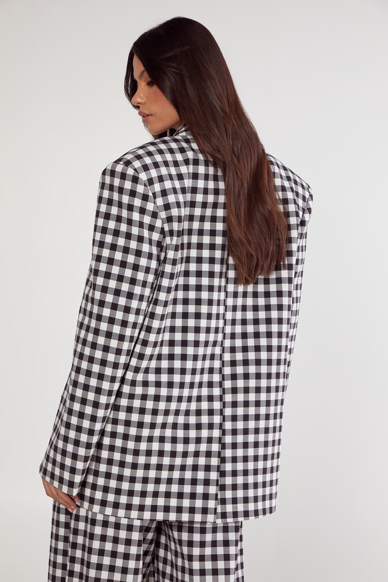 Gingham Tailored Blazer, Alternate, color, Mono