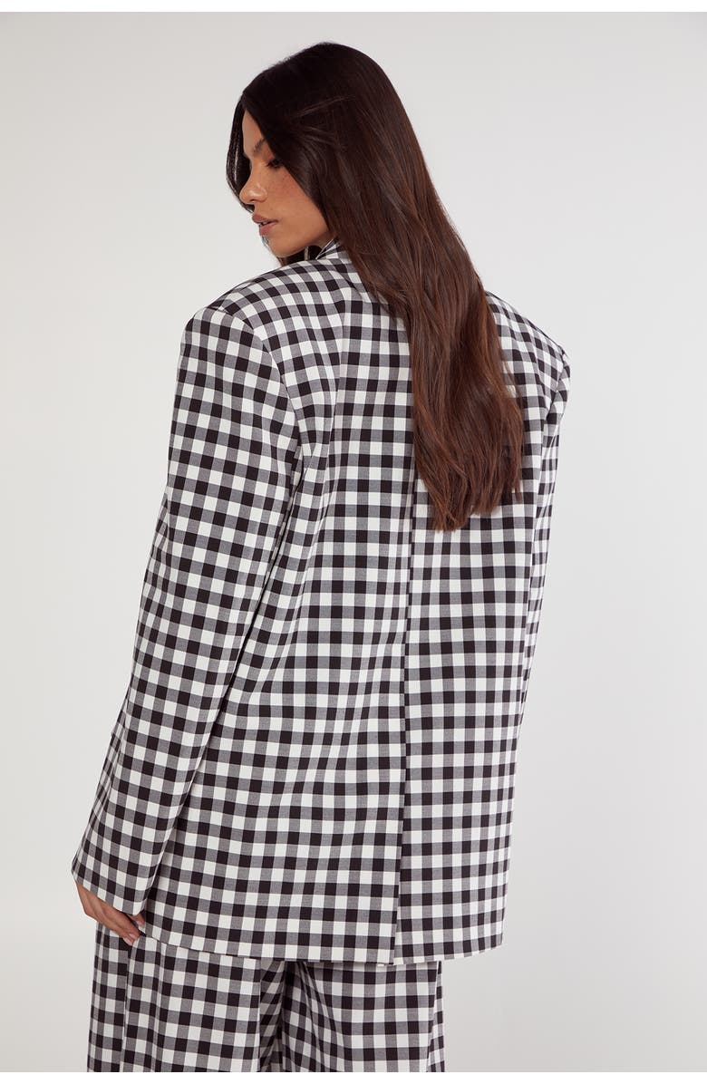 NASTY GAL Gingham Tailored Blazer, Alternate, color, Mono