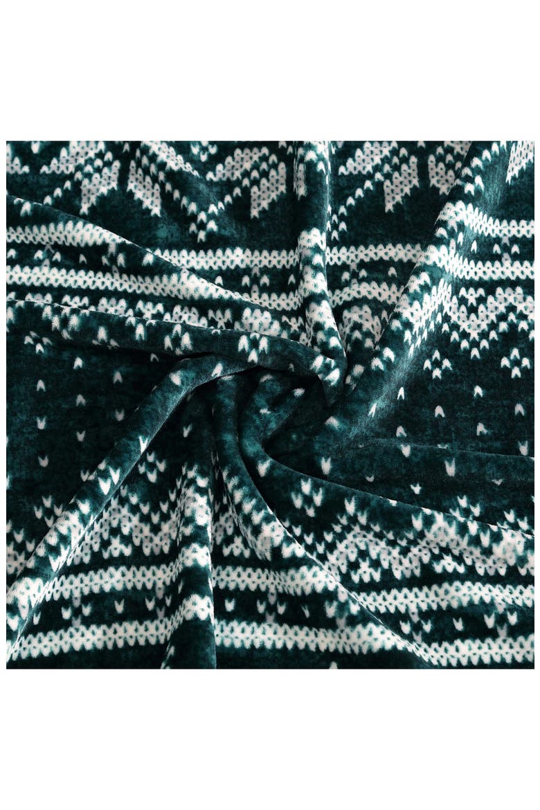 Fairisle Reversible Throw Blanket, Alternate, color, GREEN