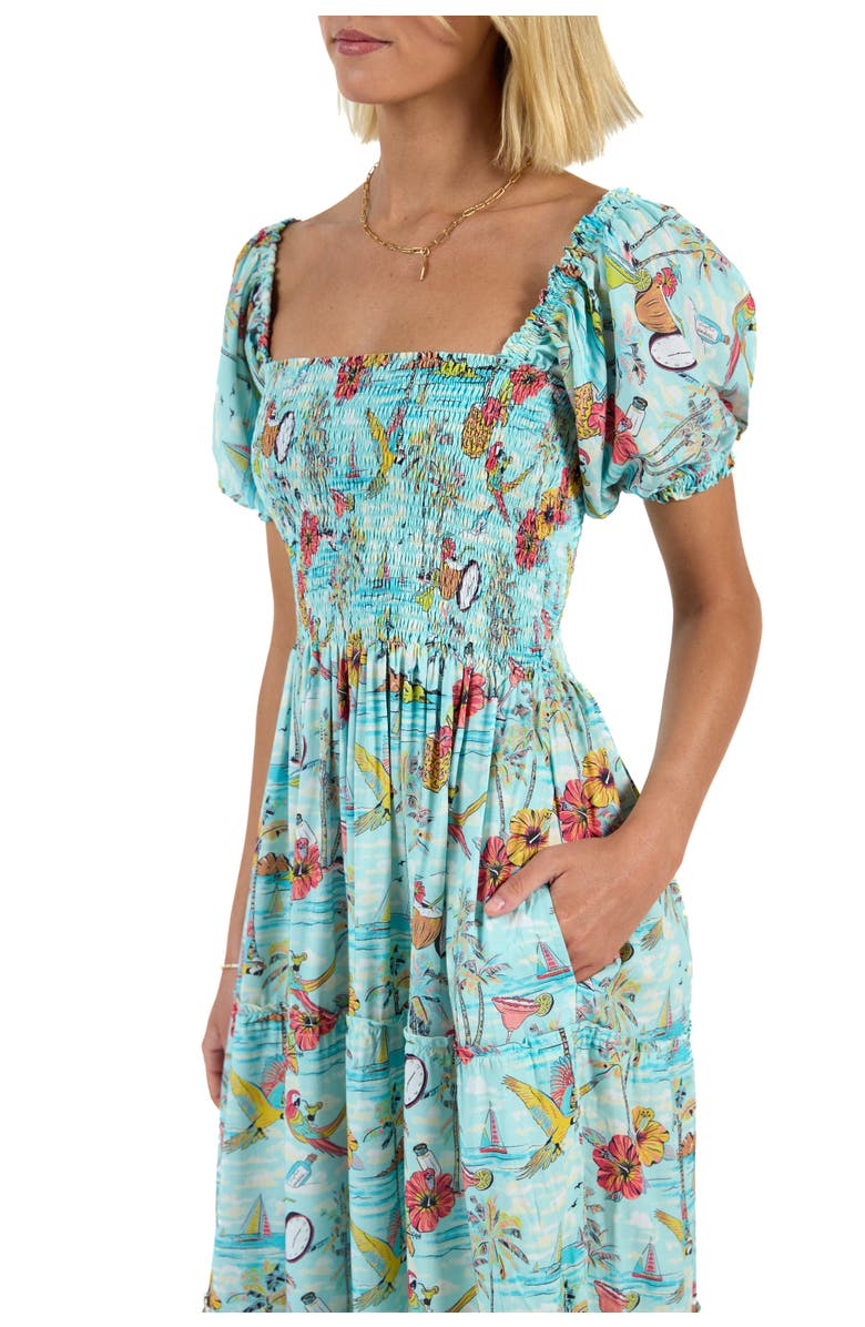 Kenny Flowers The Margaritaville Wastin' Away Again Smocked Maxi Dress, Alternate, color, Light Blue