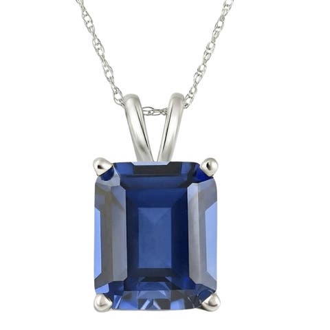 7 1/2Ct Blue Sapphire Diamond Solitaire Pendant 14k Gold Necklace Lab Grown