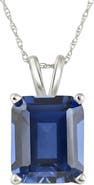 Bliss Diamond 7 1/2Ct Blue Sapphire Diamond Solitaire Pendant 14k Gold Necklace Lab Grown