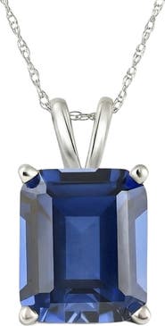 Bliss Diamond 7 1/2Ct Blue Sapphire Diamond Solitaire Pendant 14k Gold Necklace Lab Grown