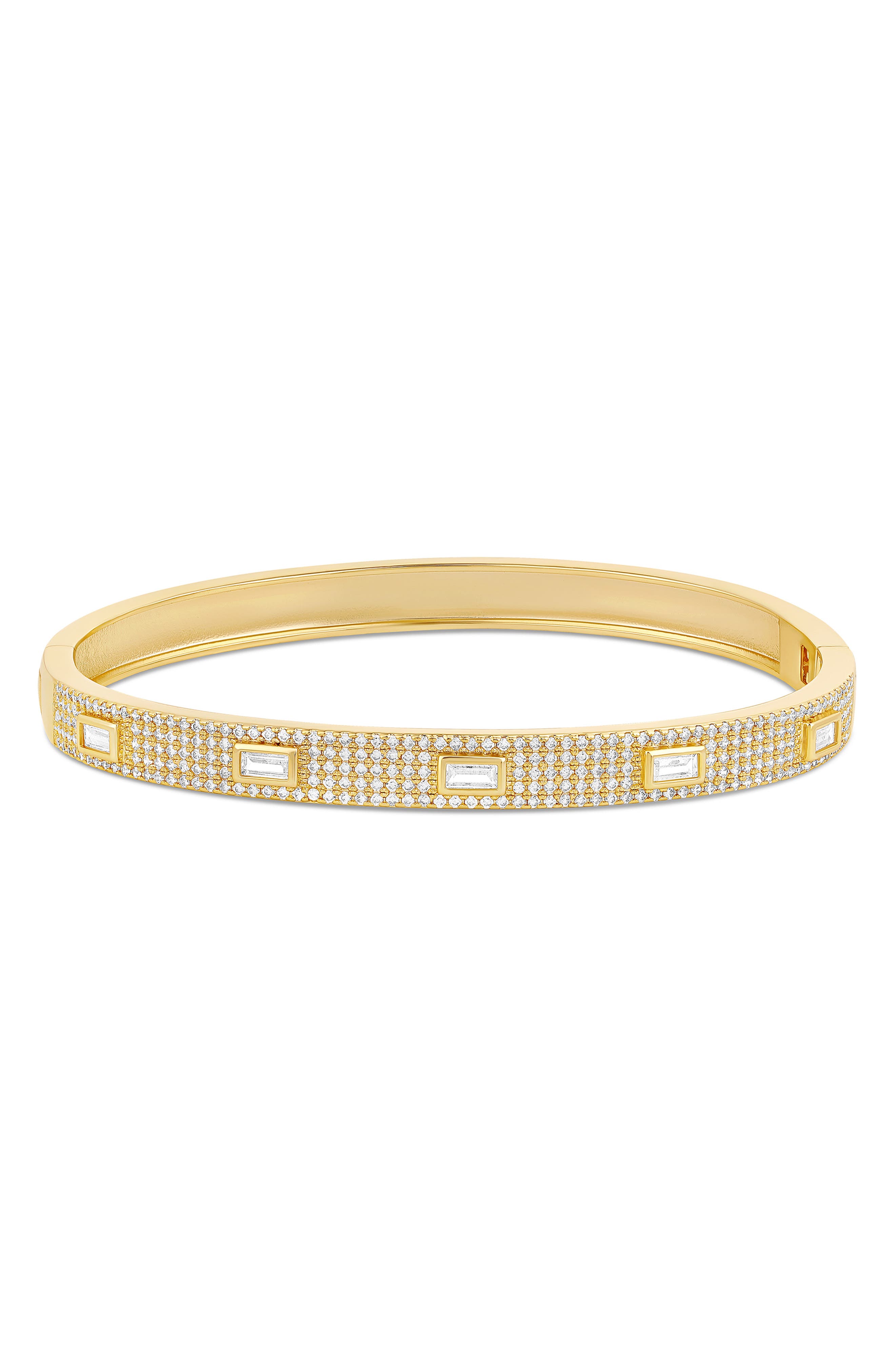 Shymi Baguette And Pavé Bangle In Gold