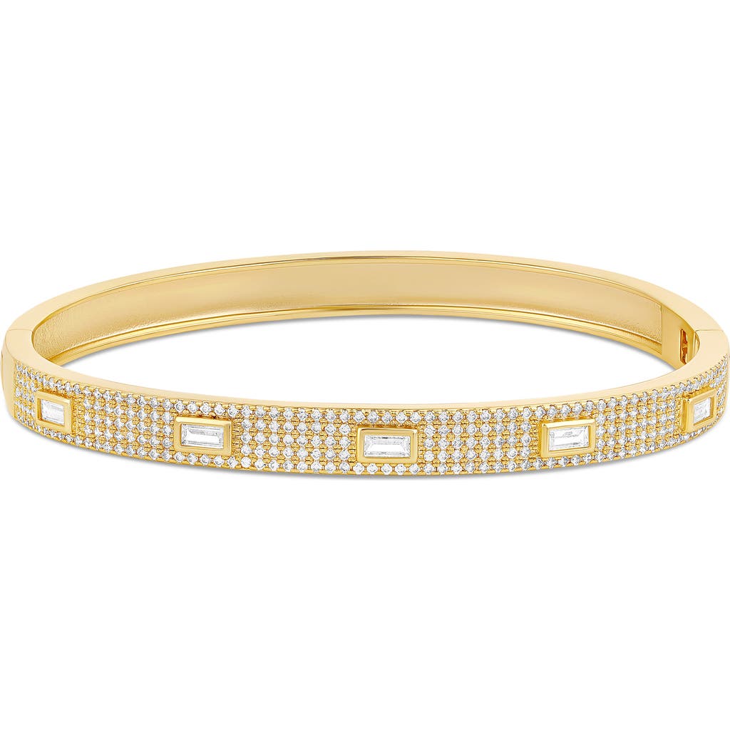 Shymi Baguette And Pavé Bangle In Gold