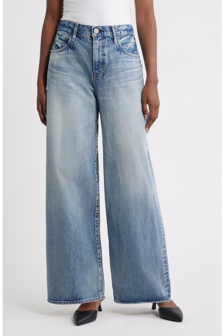 Lewes High Waist Superwide Leg Jeans, Main, color, BLUE
