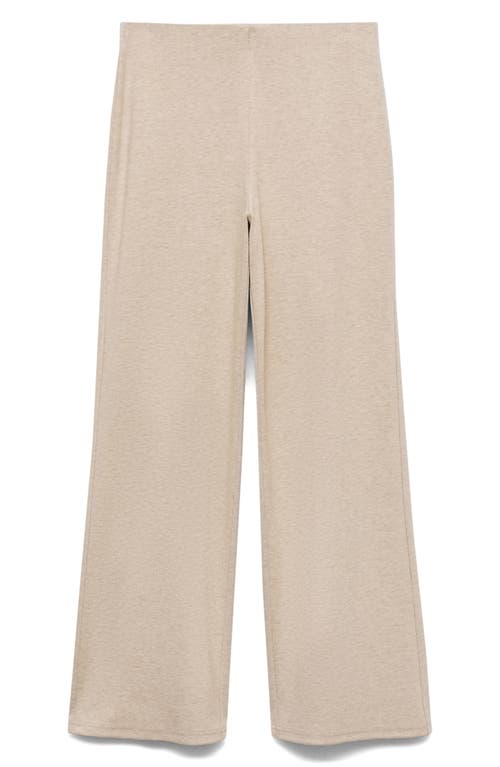 Shop Mango Pull-on Knit Wide Leg Pants In Beige