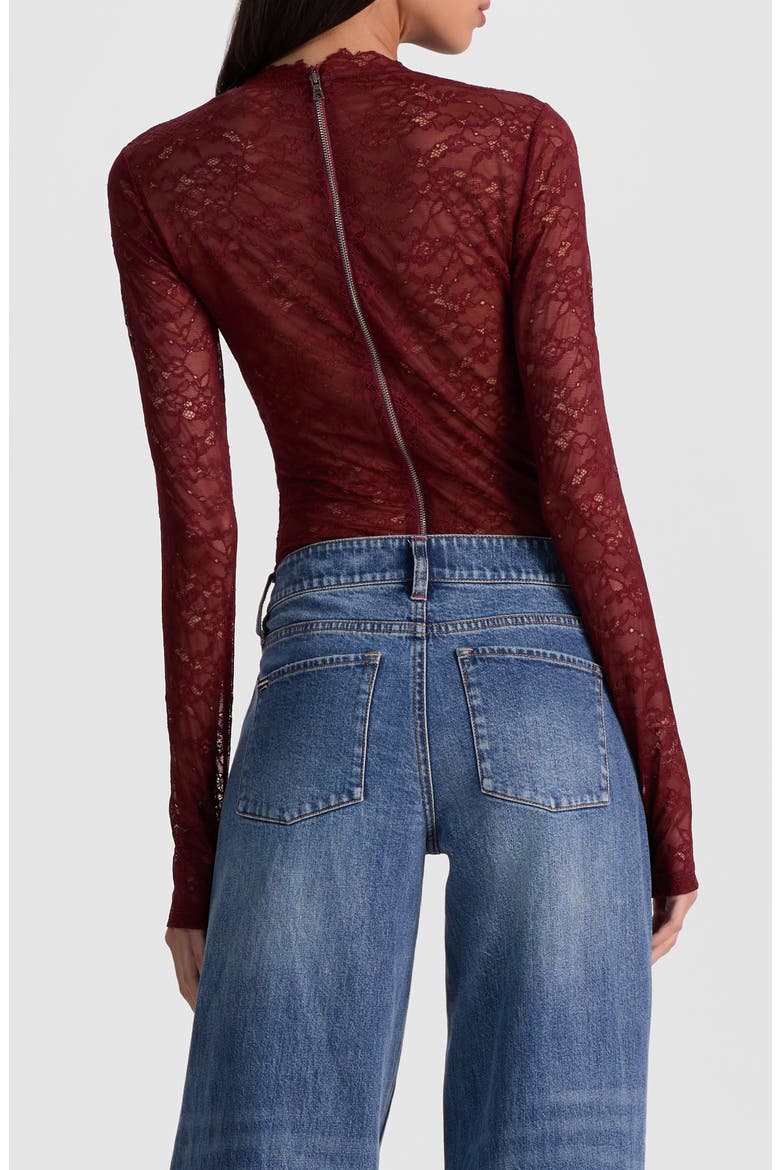 Taeyn Lace Bodysuit, Alternate, color, OXBLOOD