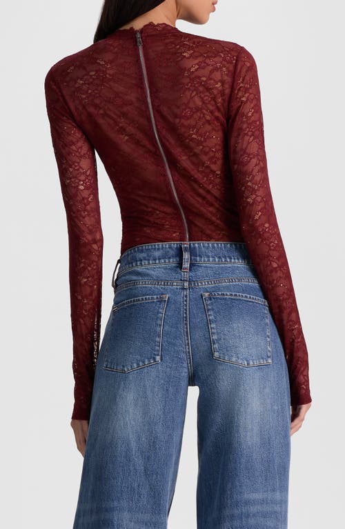 Alice And Olivia Alice + Olivia Taeyn Lace Bodysuit In Burgundy