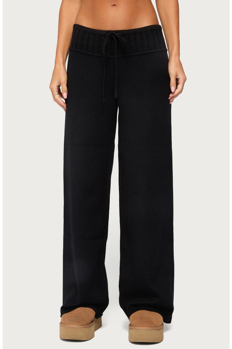 Russell Wide Leg Sweater Knit Pants, Main, color, BLACK