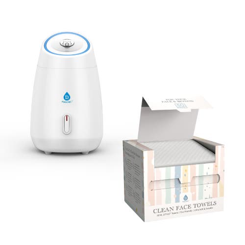 Pursonic Glow & Go Skincare Essentials Bundle Nano Facial Steamer + Clean Facial Towels In White