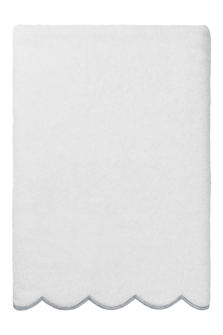 Adornia Scallop Bath Towel, Main, color, WHITE/ GRAY