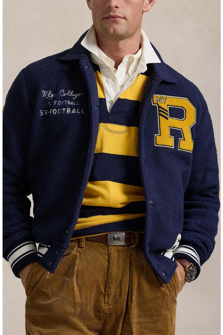 Vintage Curly Pile Fleece Jacket, Alternate, color, CRUISE NAVY