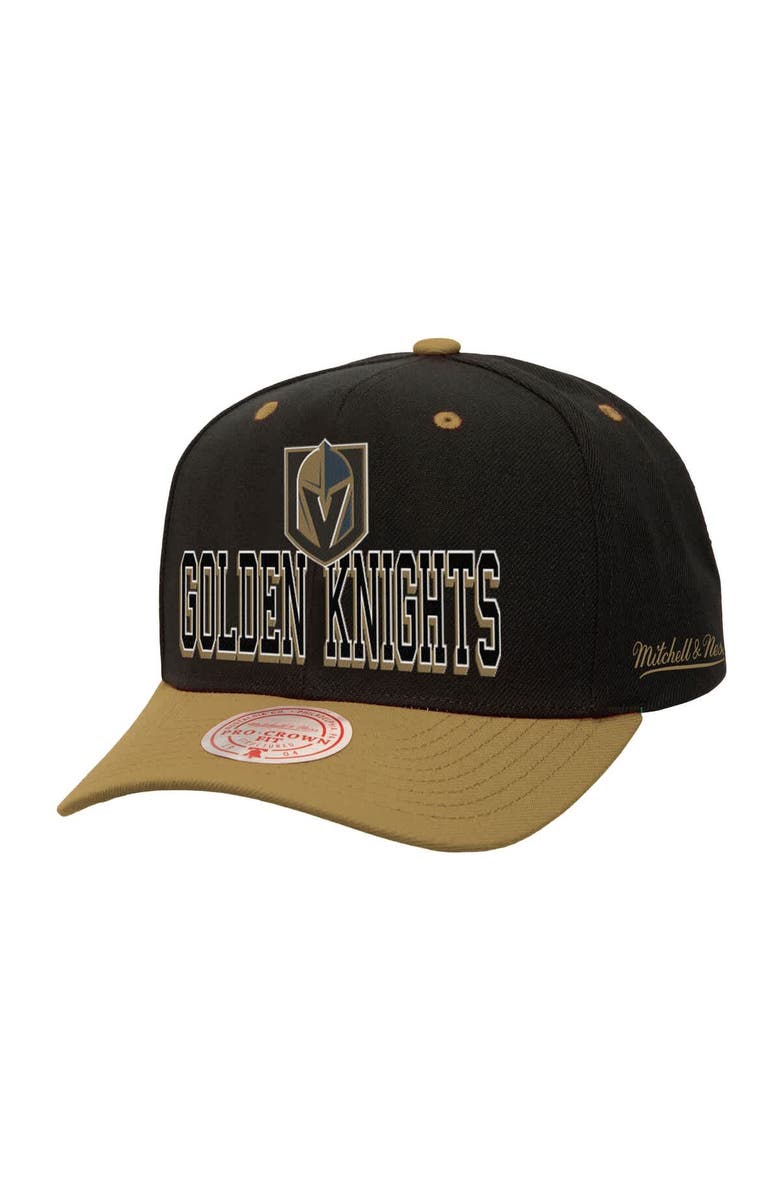 Mitchell & Ness Men's Mitchell & Ness Black/Gold Vegas Golden Knights Backside Script Two-Tone Pro Crown Adjustable Hat, Main, color, Black